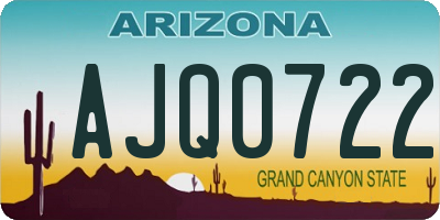 AZ license plate AJQ0722