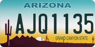 AZ license plate AJQ1135