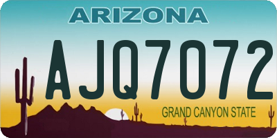 AZ license plate AJQ7072