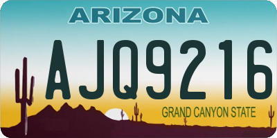 AZ license plate AJQ9216