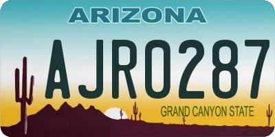 AZ license plate AJR0287