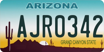 AZ license plate AJR0342