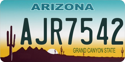 AZ license plate AJR7542