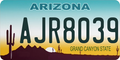 AZ license plate AJR8039