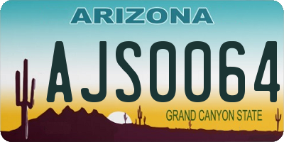 AZ license plate AJS0064