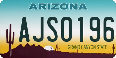 AZ license plate AJS0196