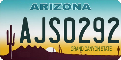 AZ license plate AJS0292