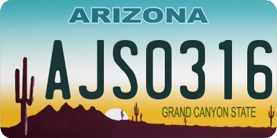 AZ license plate AJS0316