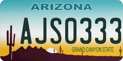 AZ license plate AJS0333