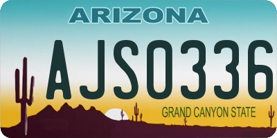AZ license plate AJS0336