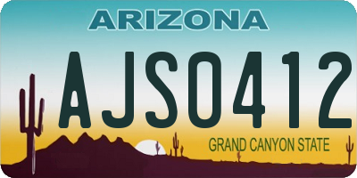 AZ license plate AJS0412