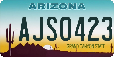 AZ license plate AJS0423