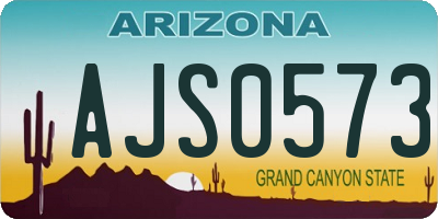 AZ license plate AJS0573