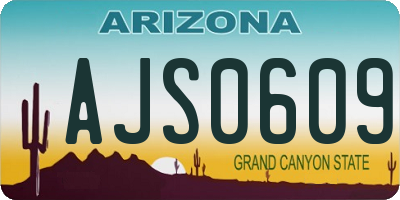 AZ license plate AJS0609