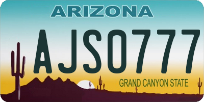 AZ license plate AJS0777