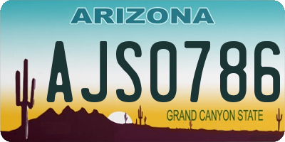 AZ license plate AJS0786