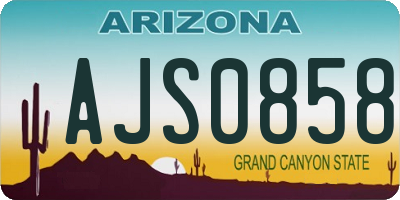 AZ license plate AJS0858