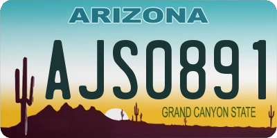 AZ license plate AJS0891