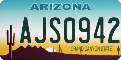 AZ license plate AJS0942