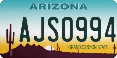 AZ license plate AJS0994