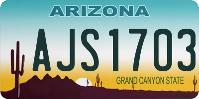 AZ license plate AJS1703