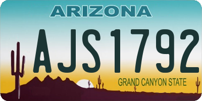AZ license plate AJS1792