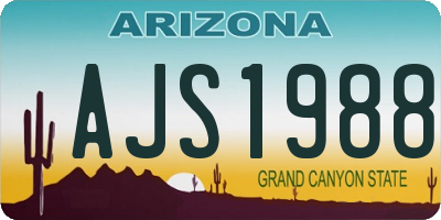 AZ license plate AJS1988