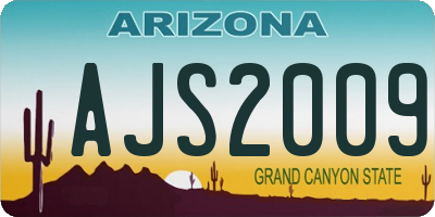 AZ license plate AJS2009
