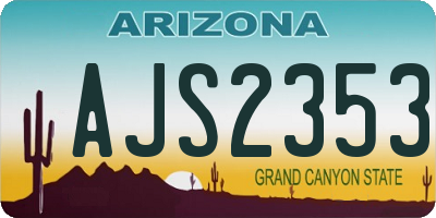 AZ license plate AJS2353