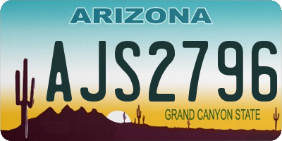 AZ license plate AJS2796