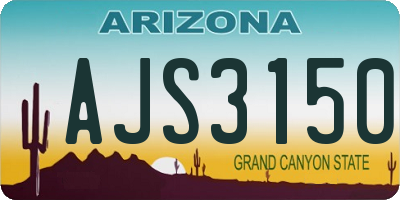 AZ license plate AJS3150