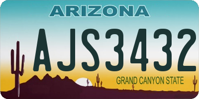 AZ license plate AJS3432