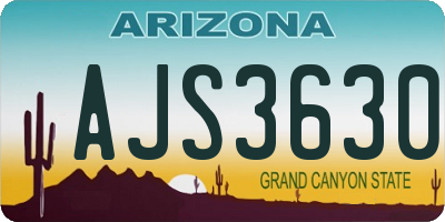 AZ license plate AJS3630