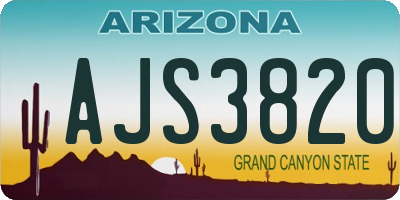 AZ license plate AJS3820