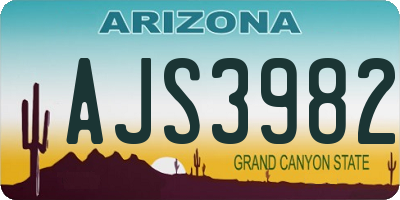 AZ license plate AJS3982