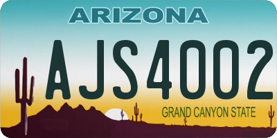 AZ license plate AJS4002