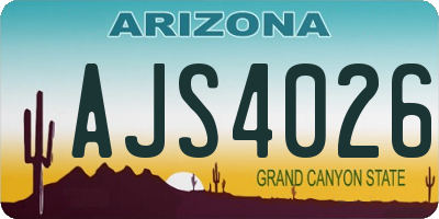 AZ license plate AJS4026