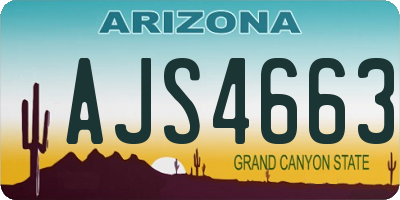AZ license plate AJS4663