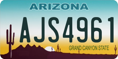 AZ license plate AJS4961