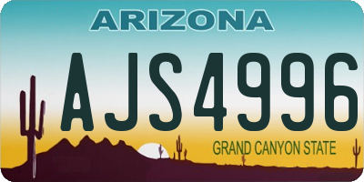 AZ license plate AJS4996