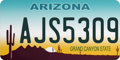 AZ license plate AJS5309