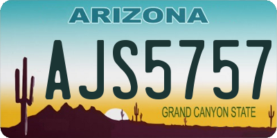 AZ license plate AJS5757