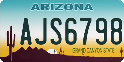 AZ license plate AJS6798
