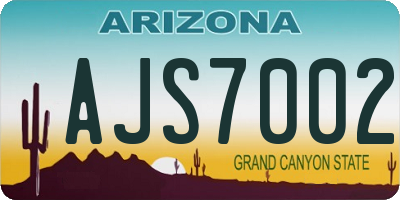 AZ license plate AJS7002