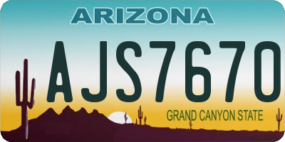 AZ license plate AJS7670