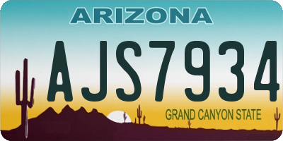 AZ license plate AJS7934