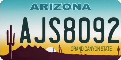 AZ license plate AJS8092