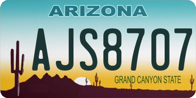 AZ license plate AJS8707
