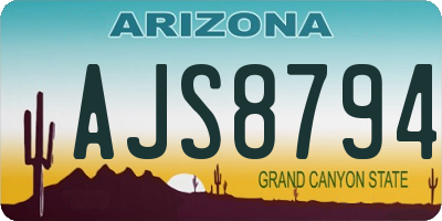 AZ license plate AJS8794