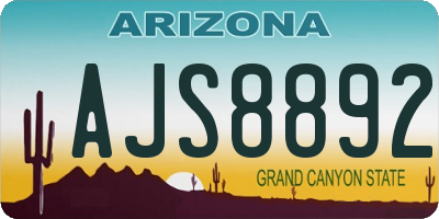 AZ license plate AJS8892